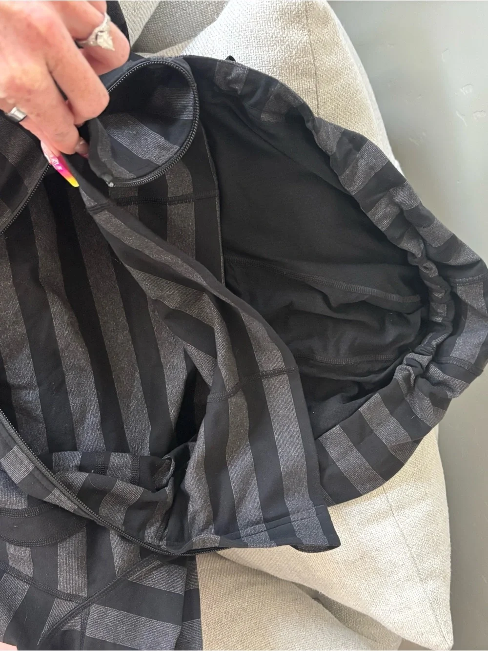 lululemon athletica Black & Gray Striped Full-Zip Hoodie